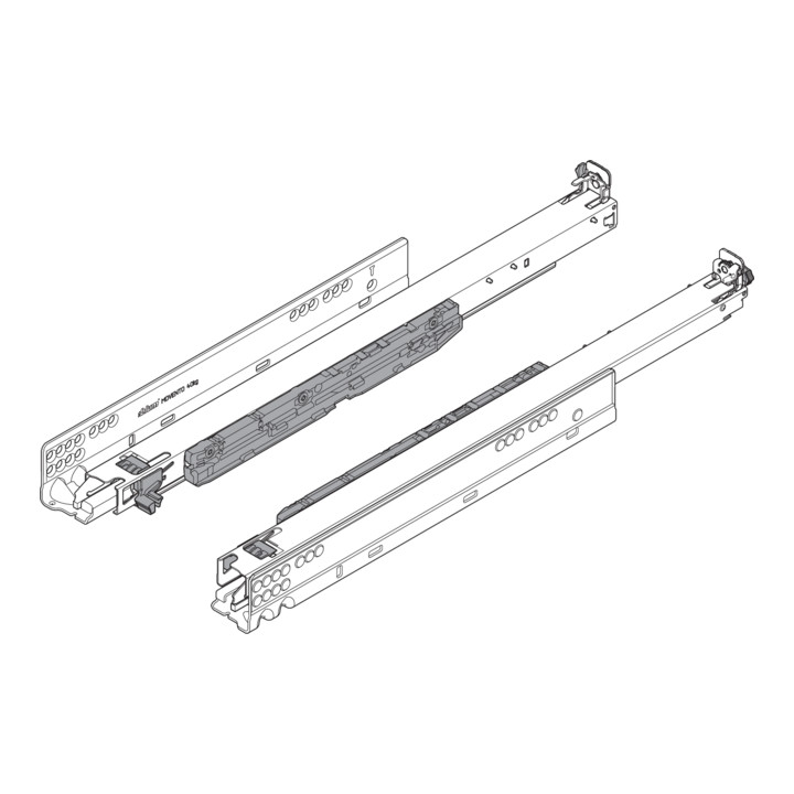 Blum MOVENTO mit BLUMOTION S, Vollauszug für Holzschubkasten, 40 kg, NL 420 mm, für Kupplung, links/rechts, verzinkt