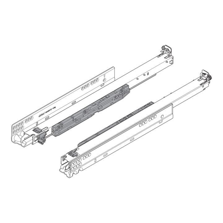 Blum MOVENTO mit BLUMOTION S, Vollauszug für Holzschubkasten, 60 kg, NL 580 mm, für Kupplung, links/rechts, verzinkt