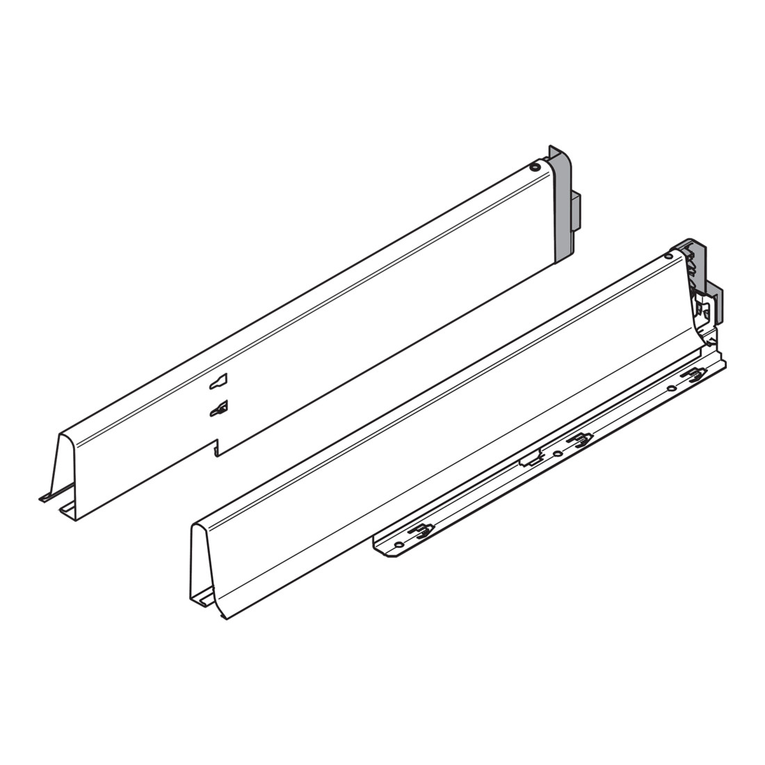 Blum Spülenzarge TANDEMBOX Höhe M (83 mm) Nennlänge 500 mm links/rechts Weiß-alu/Staubgrau