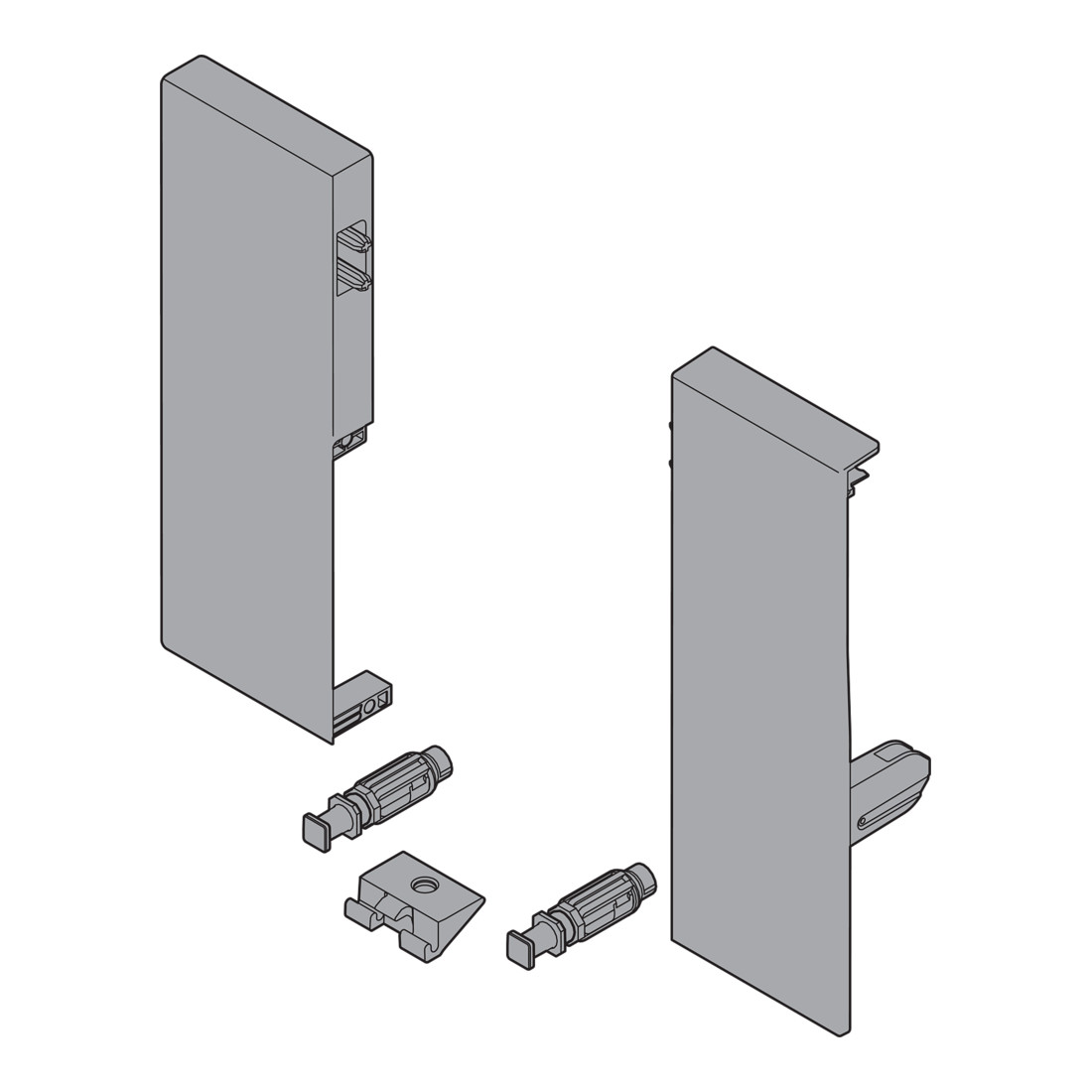 Blum TANDEMBOX Fronthalter, Höhe C, für Innenauszug mit 1-fach Reling, links/rechts, für TANDEMBOX antaro, seidenweiss