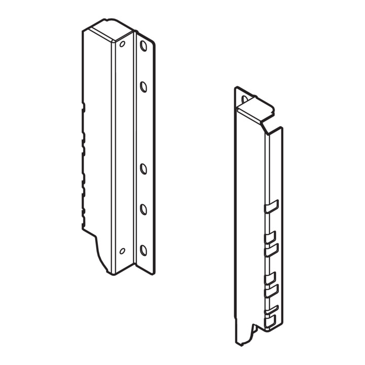 Blum TANDEMBOX Support de panneau arrière en bois, hauteur D (224 mm), gauche/droite, R9006 blanc aluminium