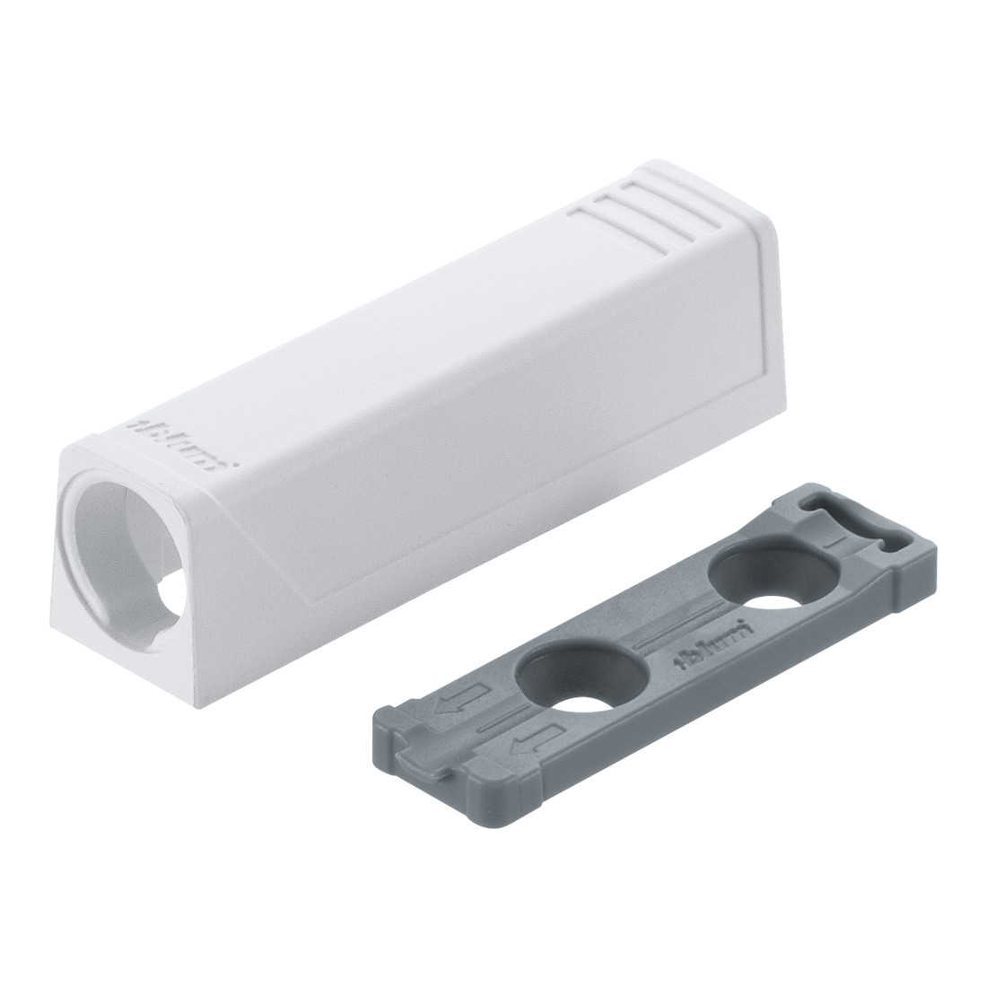 Blum TIP-ON Plaque d’adaptation pour portes, version courte, avec vis, blanc soyeux