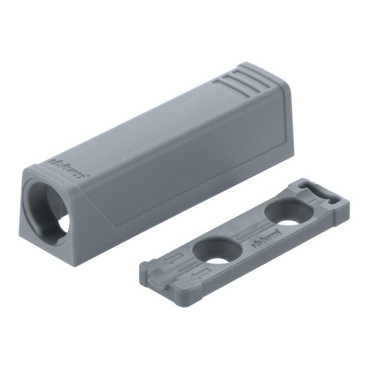 Blum TIP-ON plaque d’adaptation pour portes, version courte, vis, R7036 gris plaqué