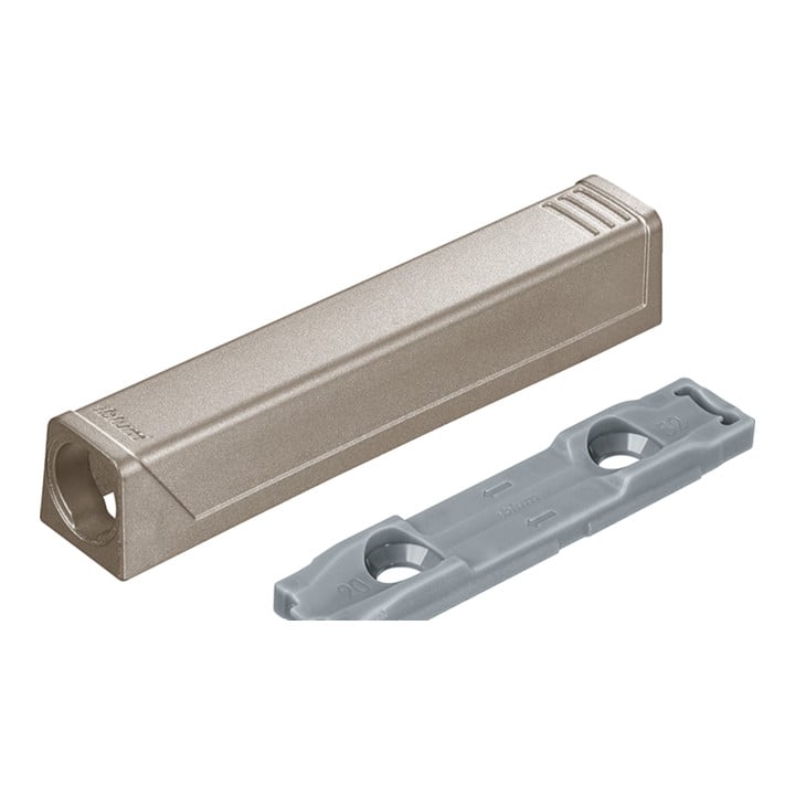 Blum TIP-ON Plaque d'adaptation pour portes, version longue, avec vis, nickelée