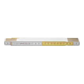 BMI Houten duimstok, wit/geel, Lengte: 2m