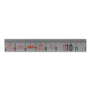 BMI Ruban à mesurer en acier inoxydable, en capsule, 30 m