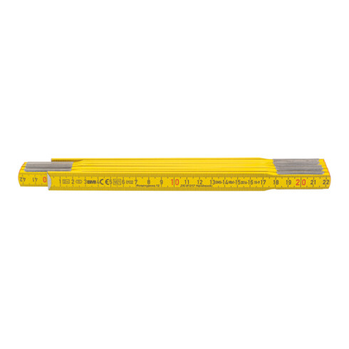 BMI Metre pliant bois jaune rivets recouv., Longueur : 2m