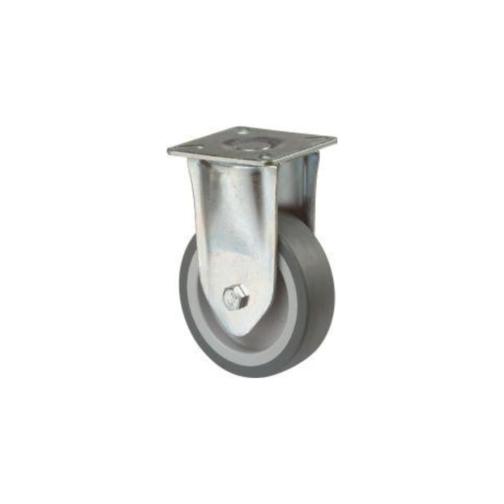 Bockrolle 125 mm LG.G Stahlbl verz. Gummirad