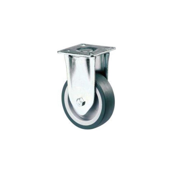 Bockrolle 125 mm LG.G Stahlbl verz. Gummirad