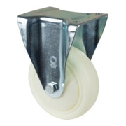 BS Rollen Bockrolle D.150mm Trgf.600kg Ku.Platte L138xB110mm Farbe Rl.weiß