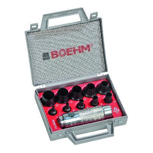 BOEHM Set di fustelle con teste intercambiabili in valigetta, Campo di taglio: 3-20 mm