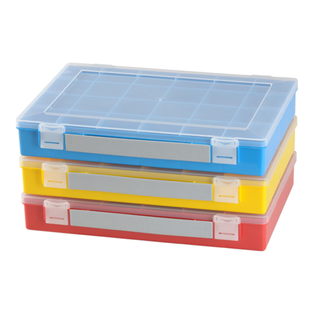 Boîte à assortiment PP CLASSIC, 24 compartiments 225x335x55 mm, bleu, avec poignée de transport