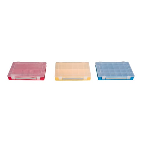 Boîte à assortiment PP CLASSIC, 24 compartiments 225x335x55 mm, bleu, avec poignée de transport