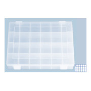 Boîte à assortiment PP CLASSIC, 24 compartiments 225x335x55 mm, transparent