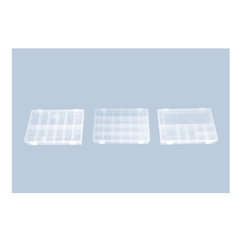 Boîte à assortiment PP CLASSIC, 24 compartiments 225x335x55 mm, transparent