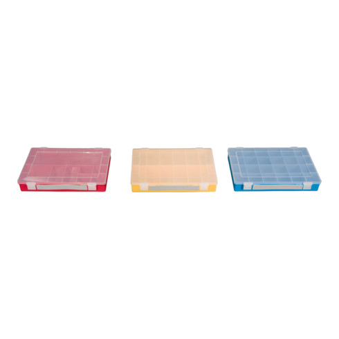 Boîte à assortiment PP CLASSIC, 8 compartiments 225x335x55 mm, rouge, avec poignée de transport
