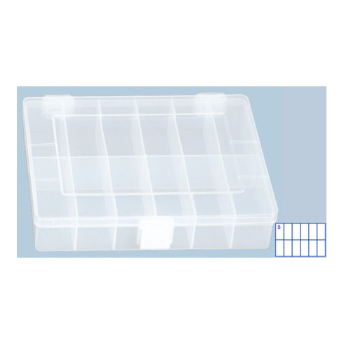 Boîte à assortiment PP COMPACT, 12 compartiments 170x250x46 mm, transparent
