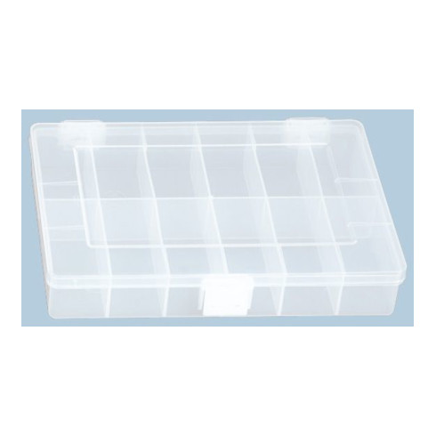 Boîte à assortiment PP COMPACT, 12 compartiments 170x250x46 mm, transparent