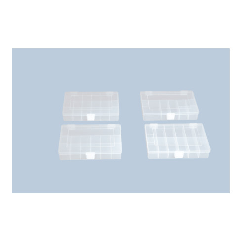 Boîte à assortiment PP COMPACT, 12 compartiments 170x250x46 mm, transparent