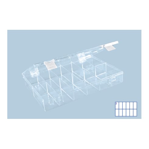Boîte à assortiment PS CLASSIC, 12 compartiment 225x335x55 mm, transparent