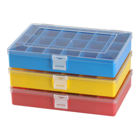Boîte à assortiment PS COMPACT, 12 compartiment 170x250x46 mm, jaune