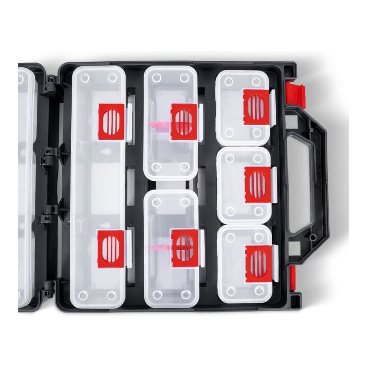 Boîte à outils avec 12 récipients extractibles STIER, vide