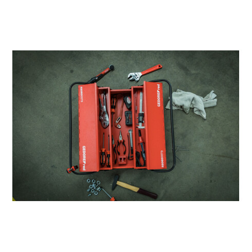 Gedore red Caisse à outils, 5 compartiments, grande, vide, dimensions (LxIxP) : 260x535x210 mm, rouge, tôle d'acier, boîte de tri, R20600073