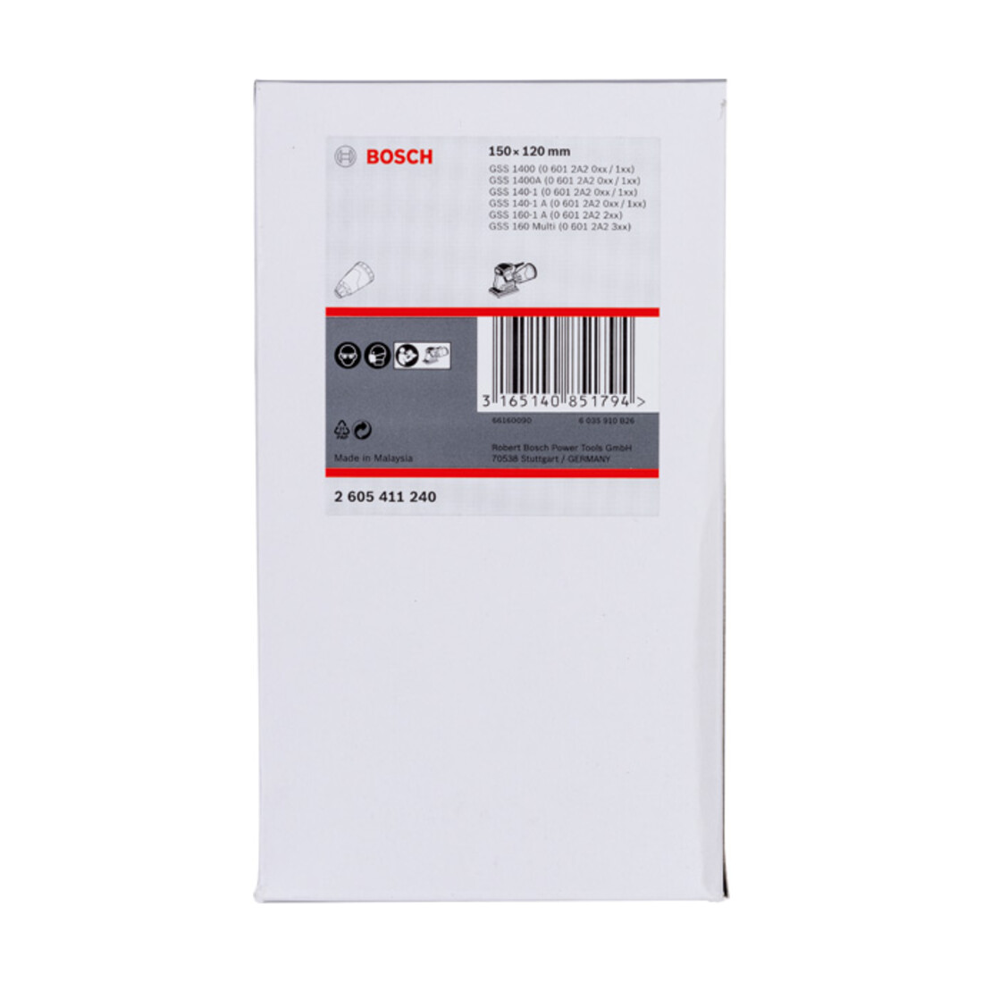 Boîte à poussière Bosch avec filtre 150 x 120 mm version noire