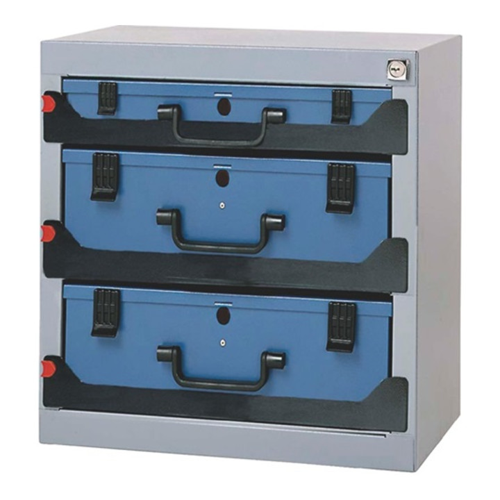 Boîte d'assortiment coffre-fort l.416xP.256xH.434mm, 3compartiments verrouillage