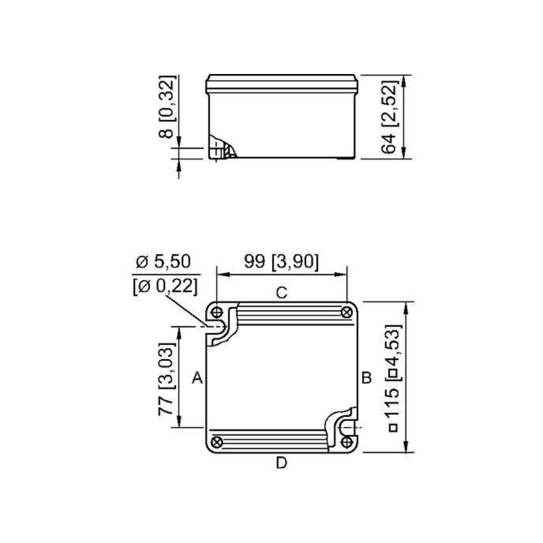 Boîte de dérivation en acier EEx e 4xM25x1,5/2xM25x1,5 8118/121-807
