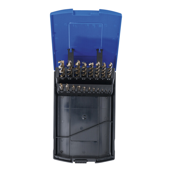 Boite de forets hélicoïdaux HSS-G M35 acier de cobalt 1 - 10 mm 19 pièces BGS