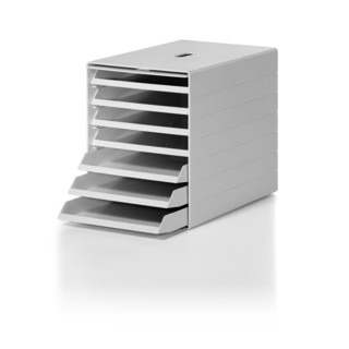 Boîte de tiroir 7 tiroirs avec clapet frontal escamot. gris H322xl250xP365 mm DU