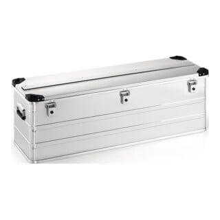 Boîte en aluminium L1182×I385×P410mm 163l avec fermeture à clapet et coins empilables