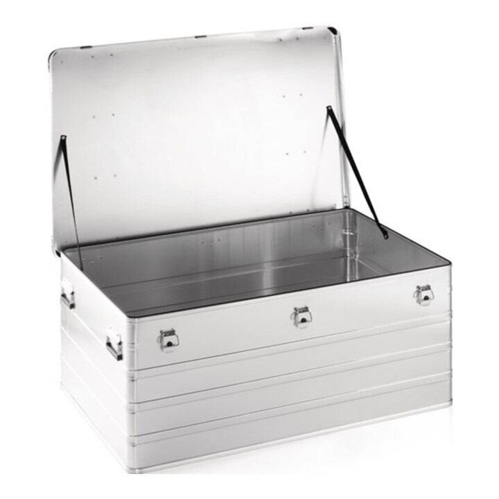 Boîte en aluminium L1192×I790×P515mm 415l avec fermeture à clapet et coins empilables