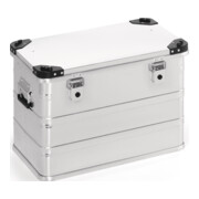 Boîte en aluminium L582×I385×P410mm 76l avec fermeture à clapet et coins empilables