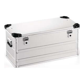 Boîte en aluminium L782xl385xH380mm 91 l avec fermoir à déclic et coins d'empil.