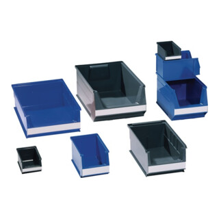 Boîtes de rangement ouvertes L160/140xl100xH75mm PE bleu LOCKWEILER