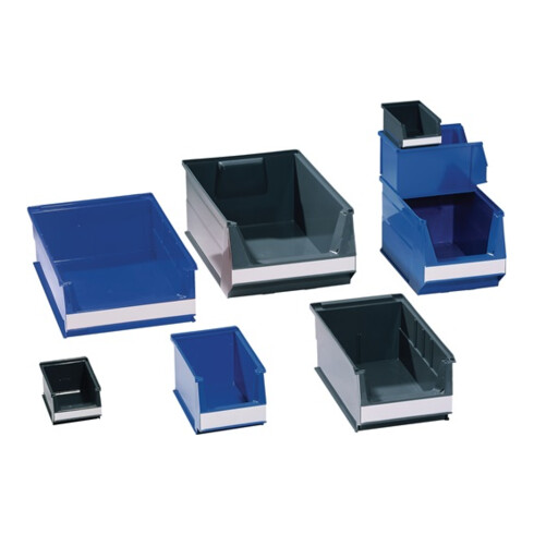 Boîtes de rangement ouvertes L160/140xl100xH75mm PE bleu LOCKWEILER