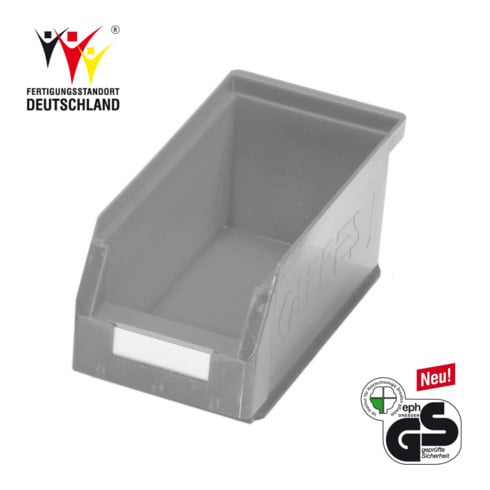 Boîtes de rangement ouvertes L290xl140xH130mm PE gris