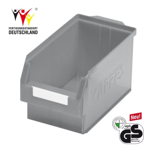 Boîtes de rangement ouvertes L350xl200xH200mm PE gris