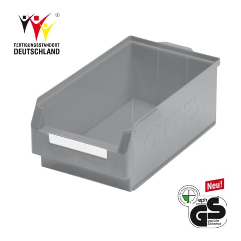 Boîtes de rangement ouvertes L500xl300xH200mm PE gris