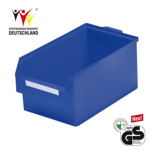 Boîtes de rangement ouvertes L500xl300xH250mm PE bleu