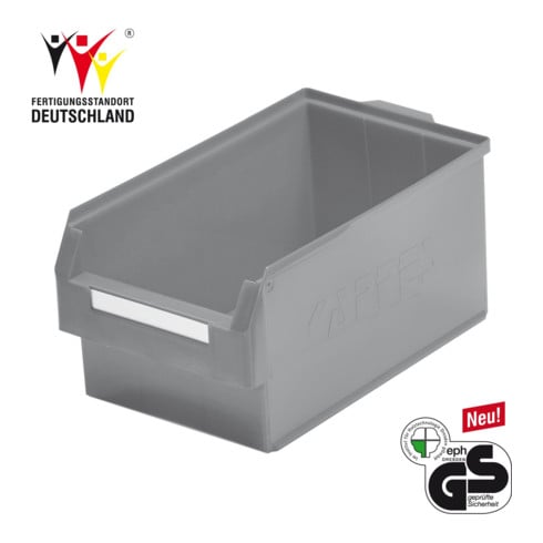 Boîtes de rangement ouvertes L500xl300xH250mm PE gris