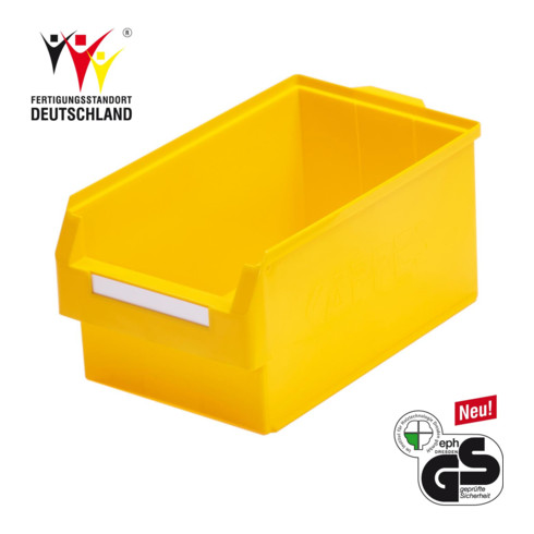 Boîtes de rangement ouvertes L500xl300xH250mm PE jaune