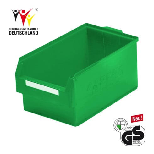 Boîtes de rangement ouvertes L500xl300xH250mm PE vert