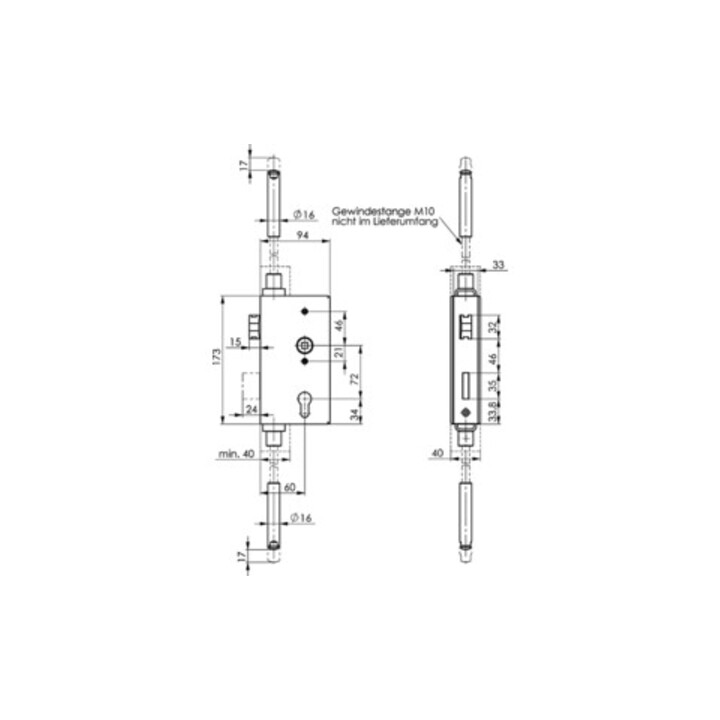 Boîtier de fermeture AMF 140UMVV-40ZW, verrouillage multiple avec serrure galvanisée (142UMV)