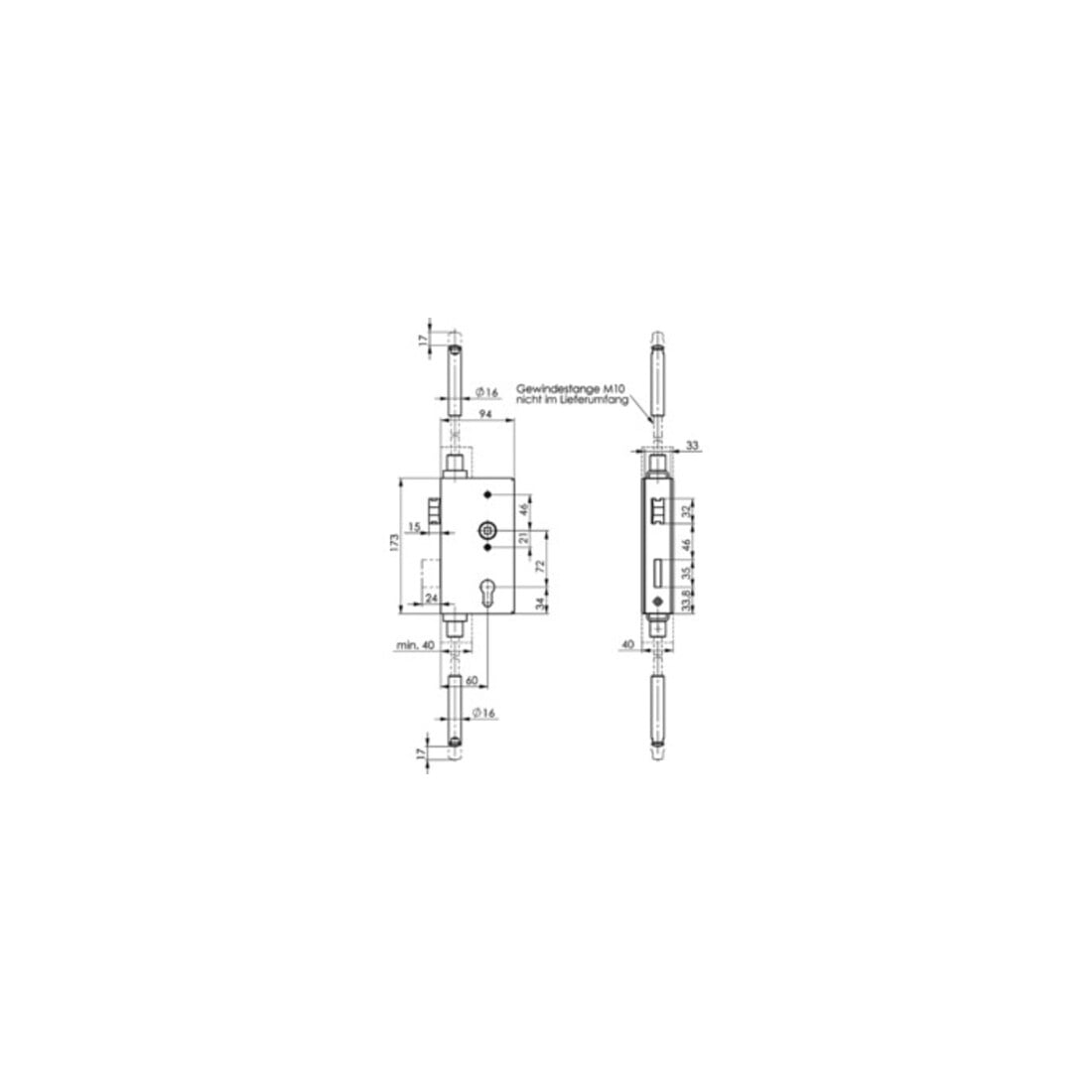 Boîtier de fermeture AMF 140UMVV-40ZW, verrouillage multiple avec serrure galvanisée (142UMV)