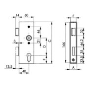 Boîtier de serrure AMF,étroit 141U,blk DIN L/R dimension A 40 dimension B 60 dimension C 173mm-4