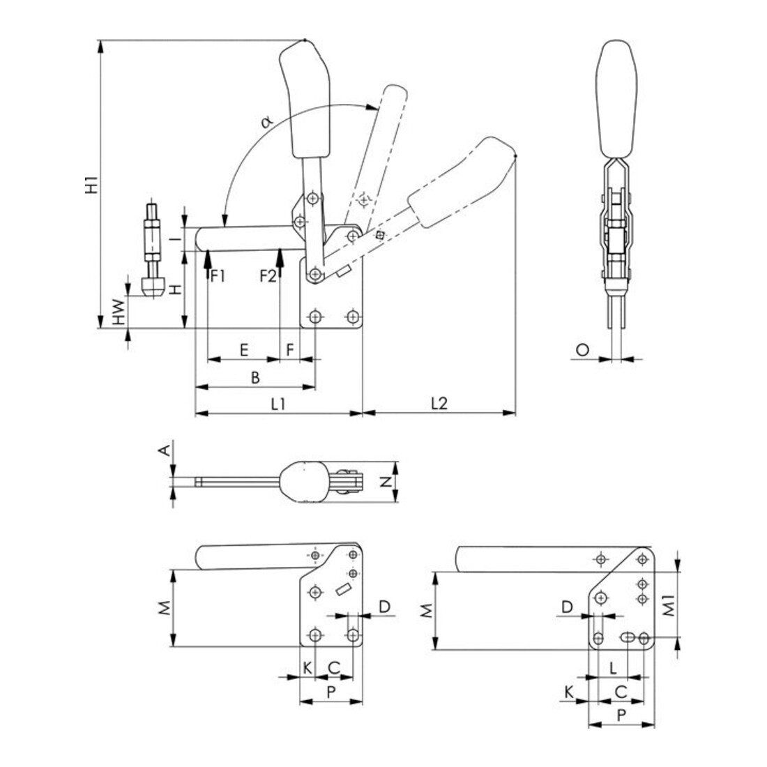 Boîtier de serrure de porte coulissante AMF 140S DIN L/R dimension A40xB94xC173mm distance tête/appuie-tête 60mm 72mm