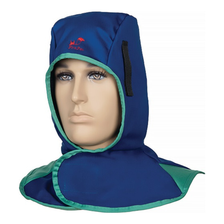 Bonnet de soudage Weldas avec velcro, tissu bleu ignifugé